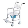 Bedside Commode Chair with Wheels, 350 lbs Capacity, 4-in-1 Portable Toilet and Raised Toilet Seat with Padded Seat/Backrest/Flip-up Footrest