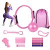 14Pcs Pilates Ring Essentials Kit For Women with Yoga Ball Arm Stretcher 5 Resistant Bands Figure 8 Resistant Band Elastic Band Non-slip Socks Yoga St
