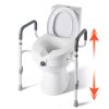 Raised Toilet Seat with Arms, 350 lbs Capacity, 5-Inch Lift Height & Adjustable Width
