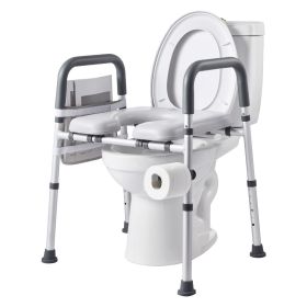 Raised Toilet Seat with Arms, 400 lbs Load Capacity, Adjustable Height and Width