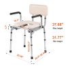 Commode Chair, Bedside Commode with Padded Seat, Drop-Down Arms, 7-Level Adjustable Height, 5.8L Removable Bucket, Easy to Assemble, 350LBS Capacity